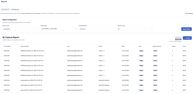 By Capture Cost Recovery Report