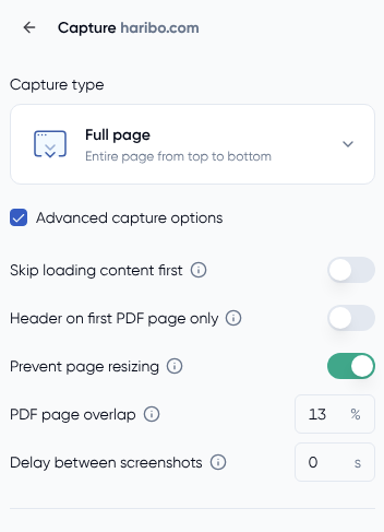 advanced capture options